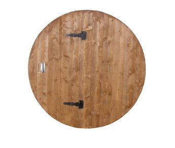 Деревянная крышка для колодца с дверцой классика круглая